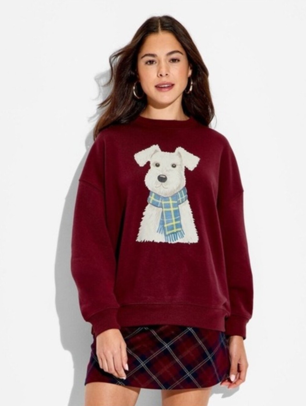 Zoe + Liv Women’s Dog Scarf Fleece Graphic Pullover Sweatshirt Size XXS